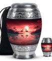 Flamingo Theme Large Urn With 1 Keepsake Urn