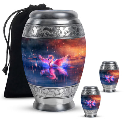 Flamingo Theme Large Urn With 2 Keepsake Urn