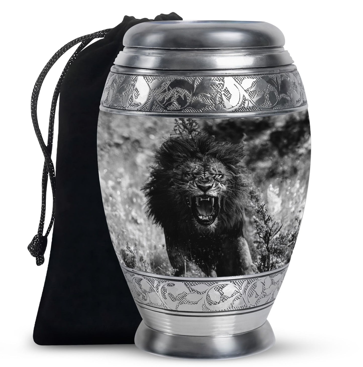 Lion Theme Large Urn 10 Inch