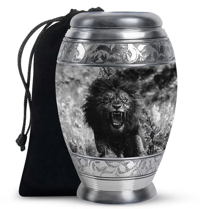Lion Theme Large Urn 10 Inch