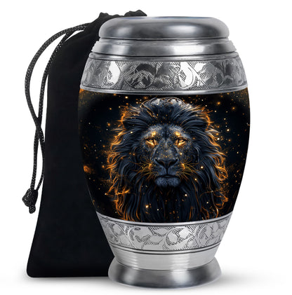 Lion Theme Large Urn 10 Inch