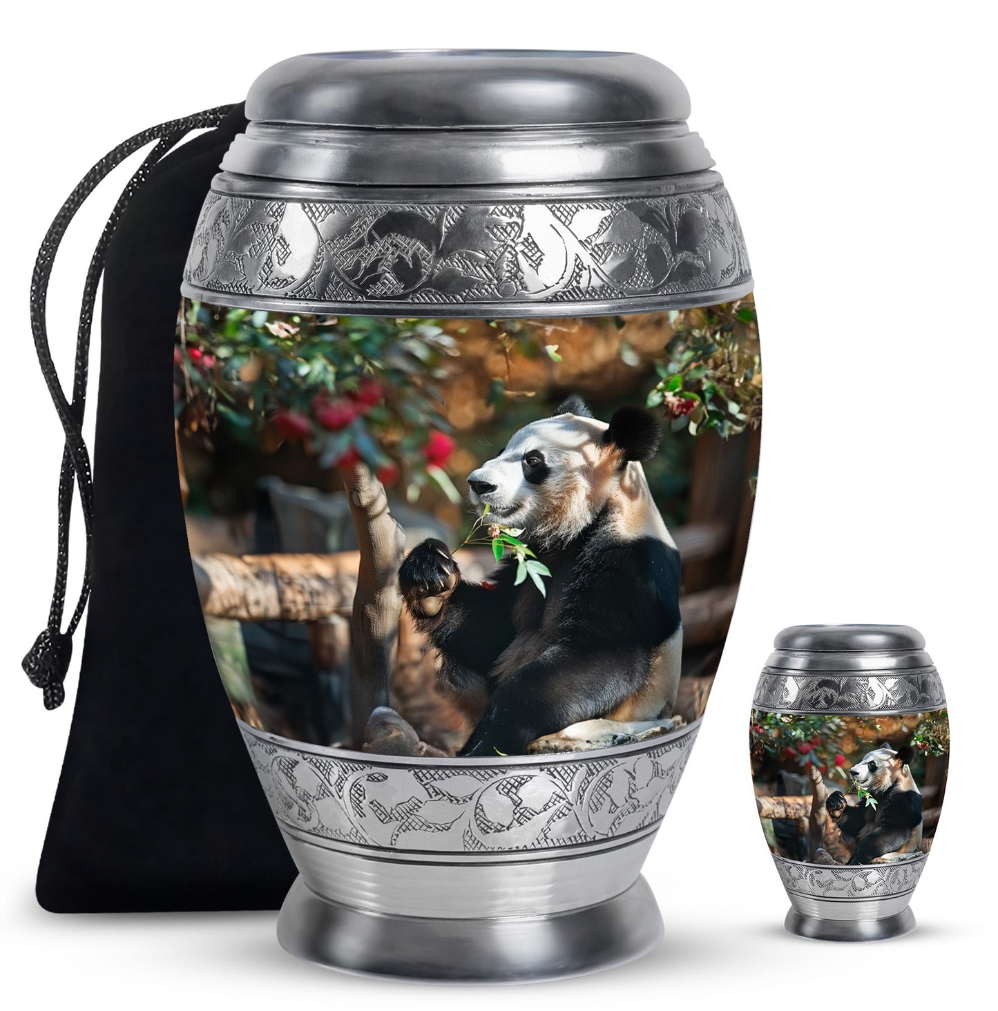 Panda Theme Large Urn With 1 Keepsake Urn