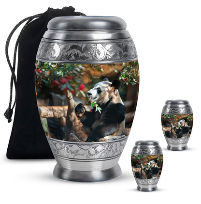 Panda Theme Large Urn With 2 Keepsake Urn