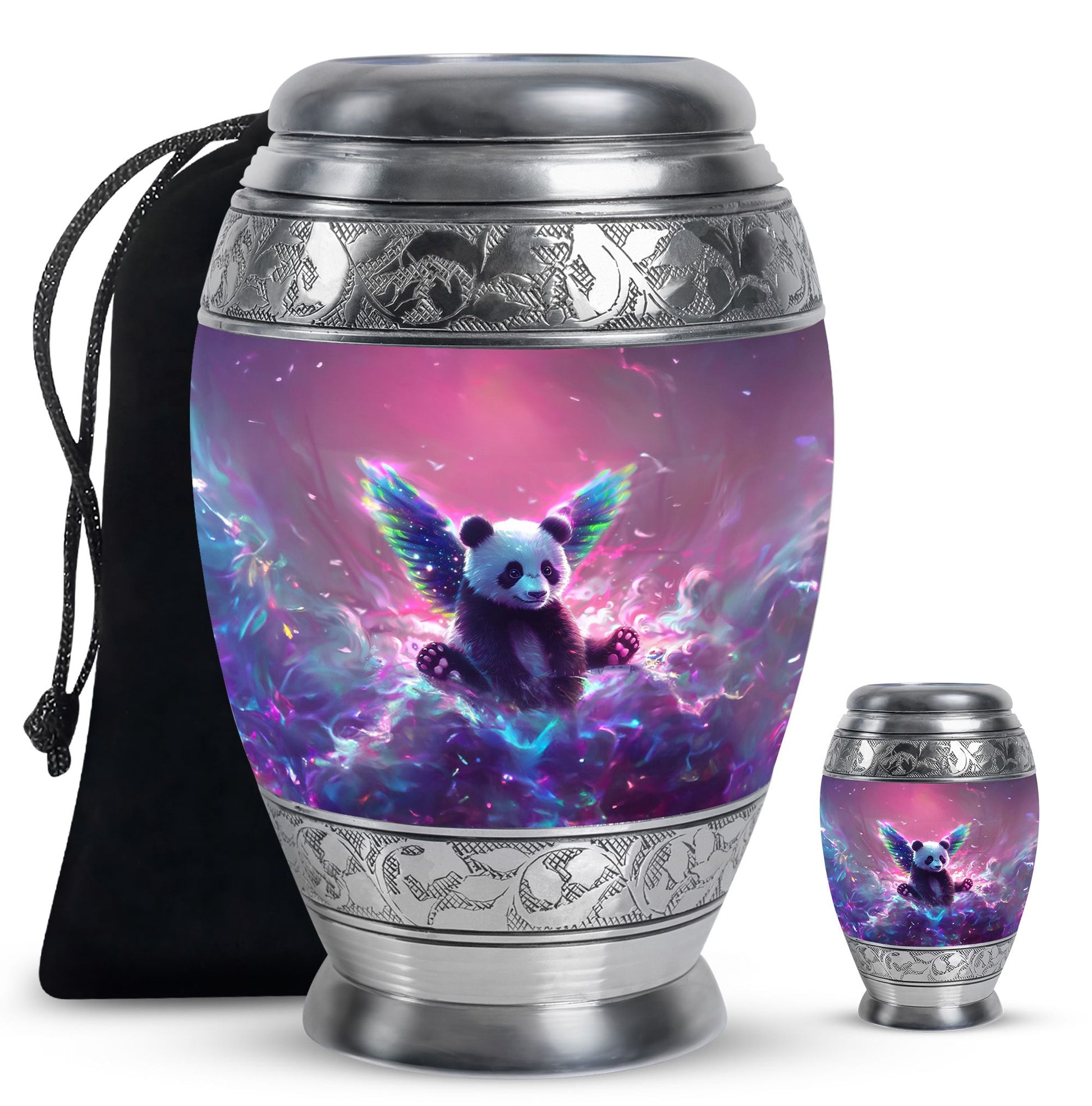 Panda Theme Large Urn With 1 Keepsake Urn