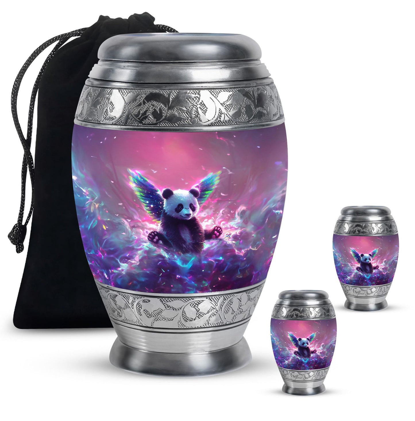 Panda Theme Large Urn With 2 Keepsake Urn