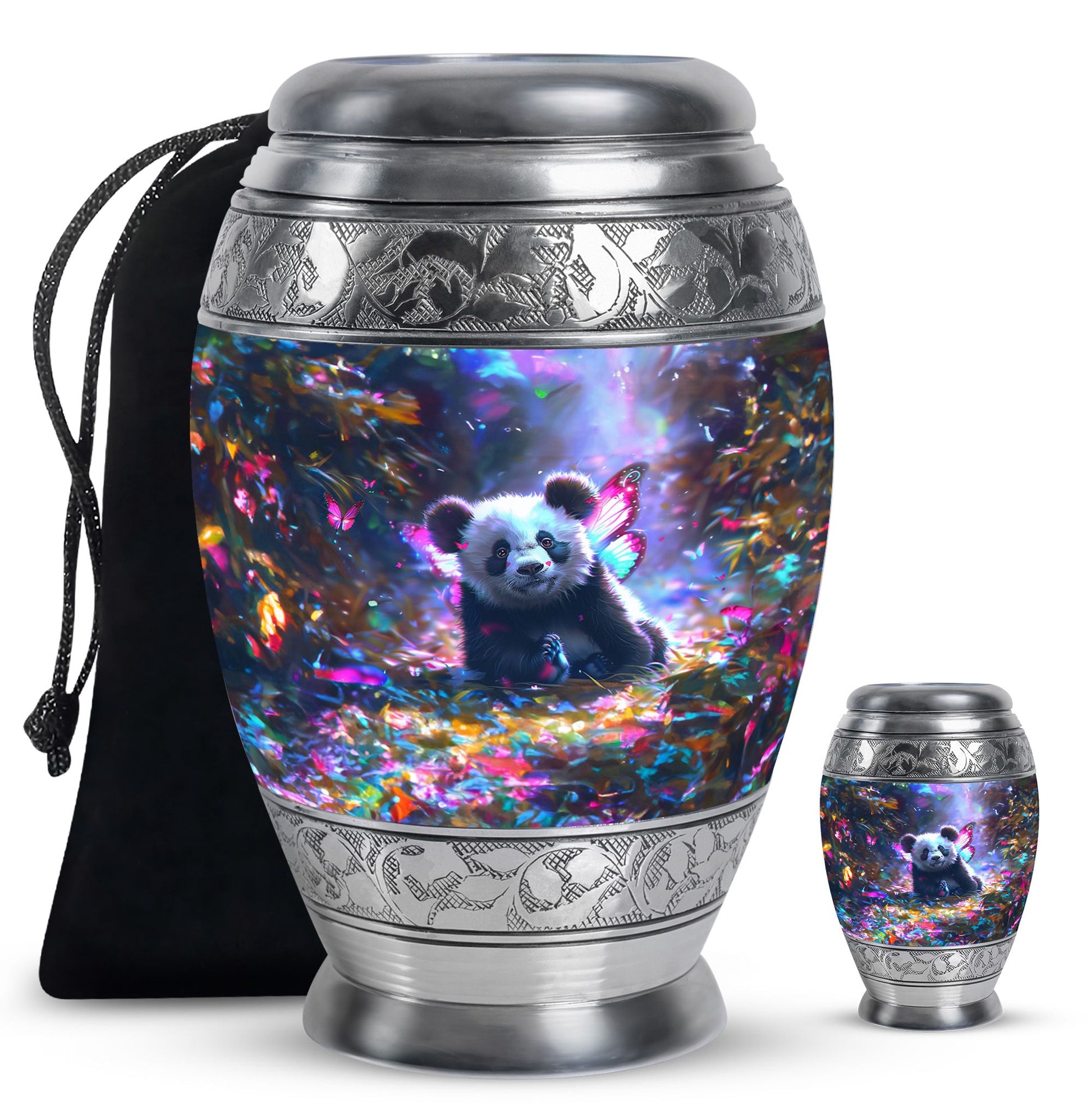 Panda Theme Large Urn With 1 Keepsake Urn