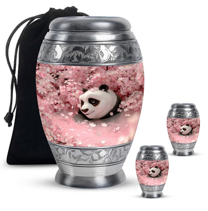 Panda Theme Large Urn With 2 Keepsake Urn