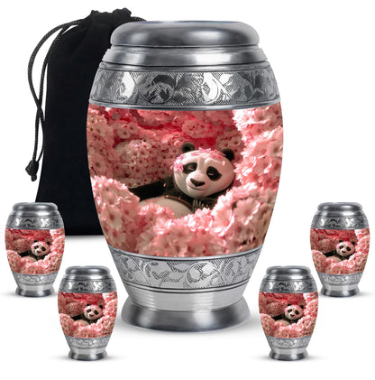 Panda Theme Large Urn With 4 Keepsake Urn