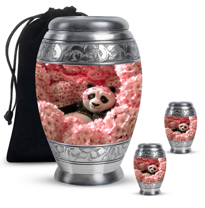Panda Theme Large Urn With 2 Keepsake Urn