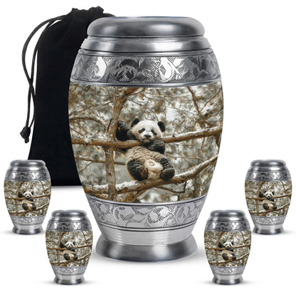 Panda Theme Large Urn With 4 Keepsake Urn