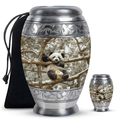Panda Theme Large Urn With 1 Keepsake Urn