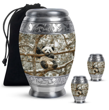 Panda Theme Large Urn With 2 Keepsake Urn