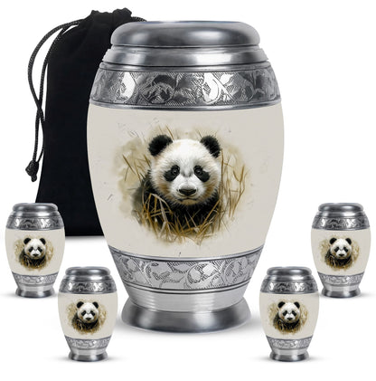 Panda Theme Large Urn With 4 Keepsake Urn