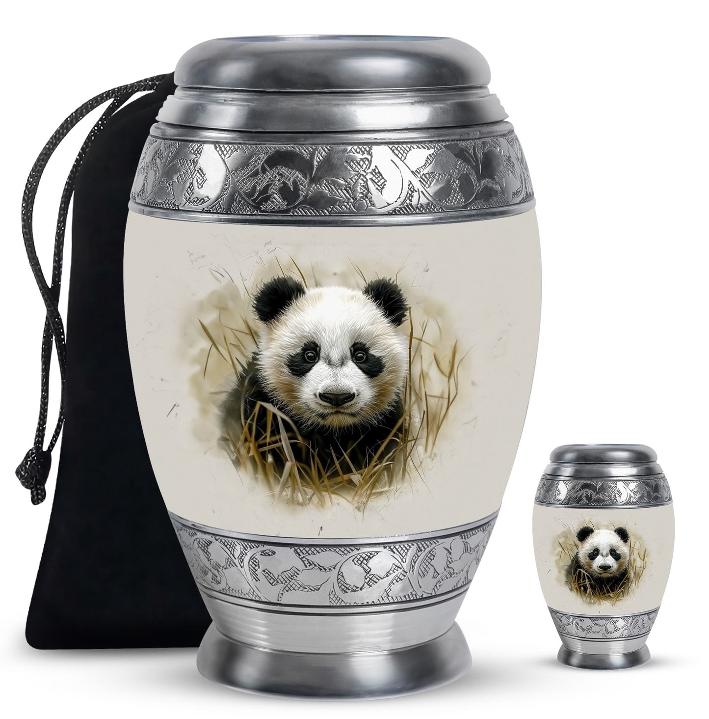 Panda Theme Large Urn With 1 Keepsake Urn