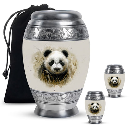 Panda Theme Large Urn With 2 Keepsake Urn