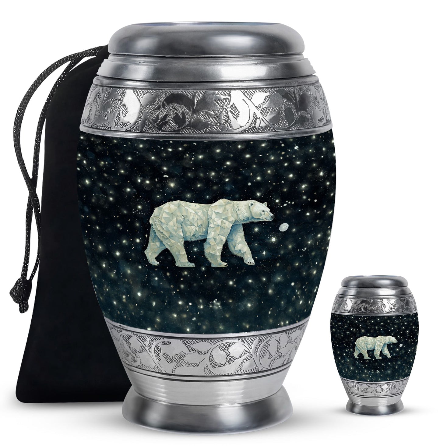 Polar Bear Theme Large Urn With 1 Keepsake Urn
