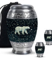 Polar Bear Theme Large Urn With 2 Keepsake Urn