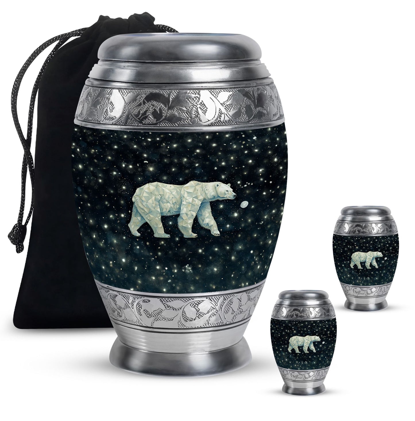 Polar Bear Theme Large Urn With 2 Keepsake Urn