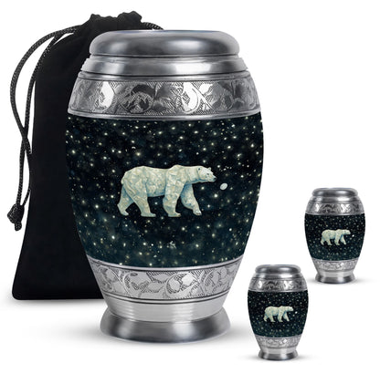 Polar Bear Theme Large Urn With 2 Keepsake Urn