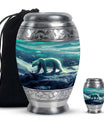 Polar Bear Theme Large Urn With 1 Keepsake Urn