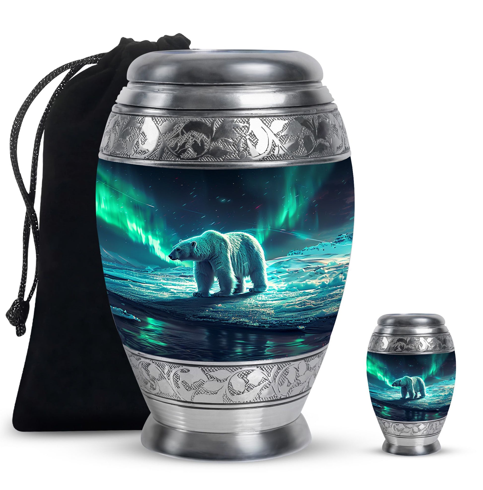 Polar Bear Theme Large Urn With 1 Keepsake Urn