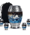 Swan Theme Large Urn With 4 Keepsake Urn
