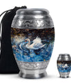 Swan Theme Large Urn With 1 Keepsake Urn