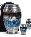 Swan Theme Large Urn With 2 Keepsake Urn