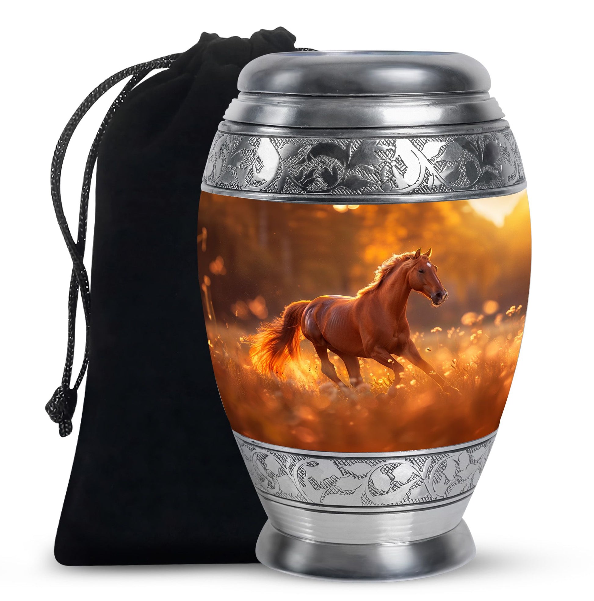 Runing Horse Theme Large Urn 10 Inch