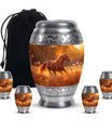 Runing Horse Theme Large Urn With 4 Keepsake Urn