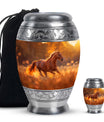 Runing Horse Theme Large Urn With 1 Keepsake Urn