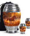 Runing Horse Theme Large Urn With 2 Keepsake Urn