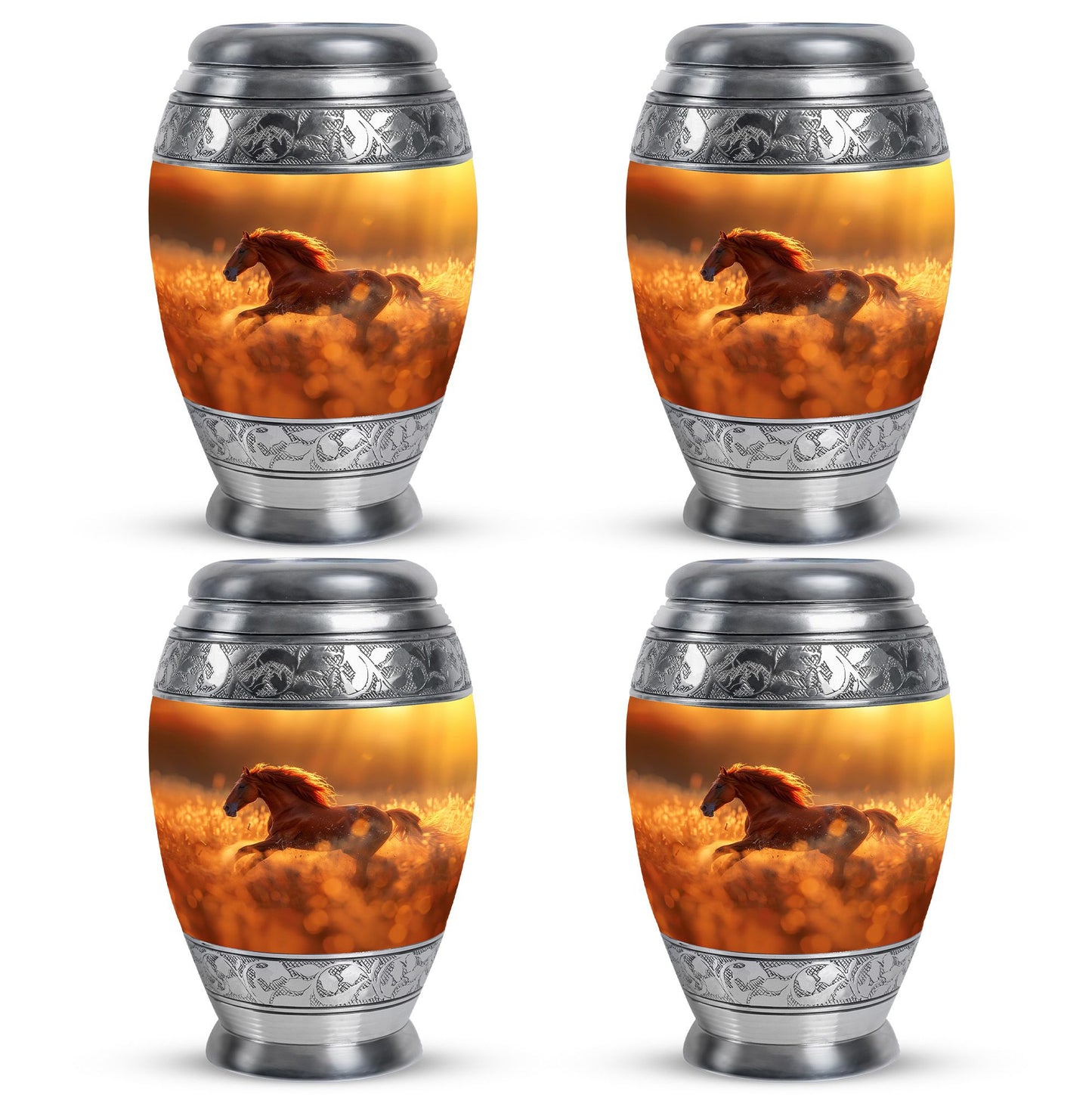 Runing Horse Theme 3 Inch Keepsake Pack of 4