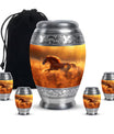 Runing Horse Theme Large Urn With 4 Keepsake Urn