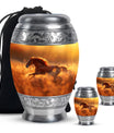 Runing Horse Theme Large Urn With 2 Keepsake Urn