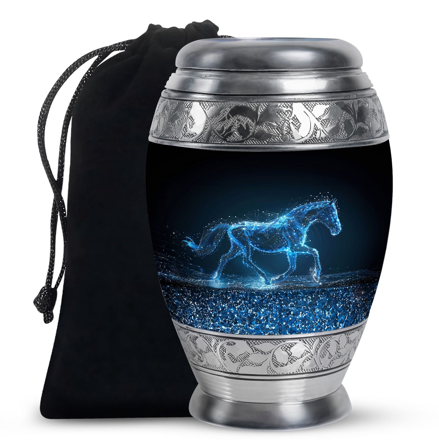 Runing Horse Theme Large Urn 10 Inch