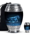 Runing Horse Theme Large Urn With 1 Keepsake Urn