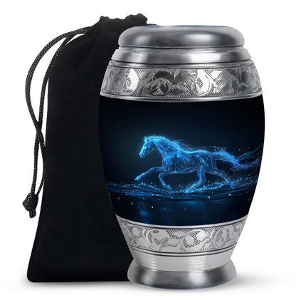Runing Horse Theme Large Urn 10 Inch