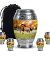 Runing Horse Theme Large Urn With 4 Keepsake Urn