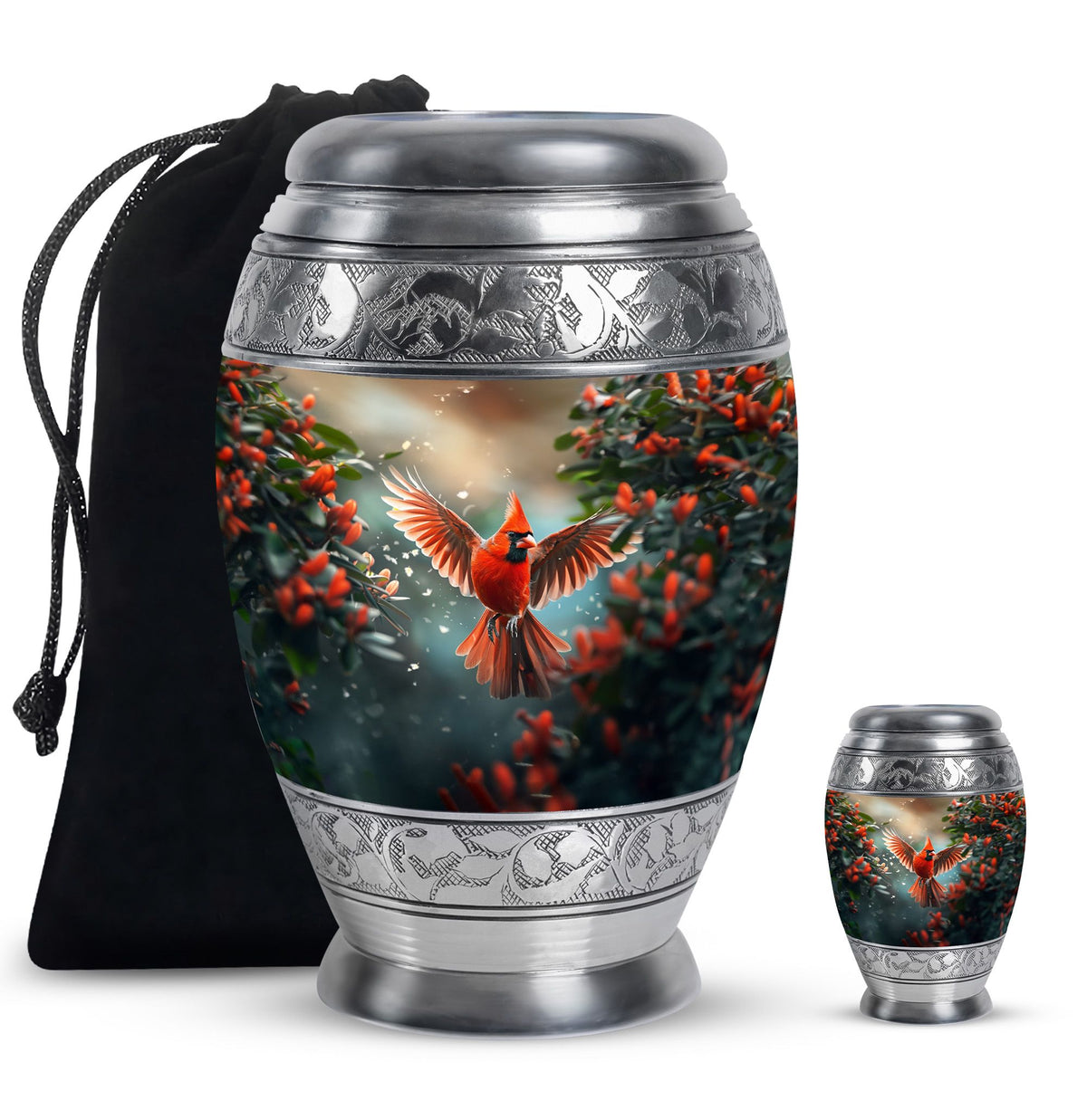 Cardinal Theme Large Urn With 1 Keepsake Urn