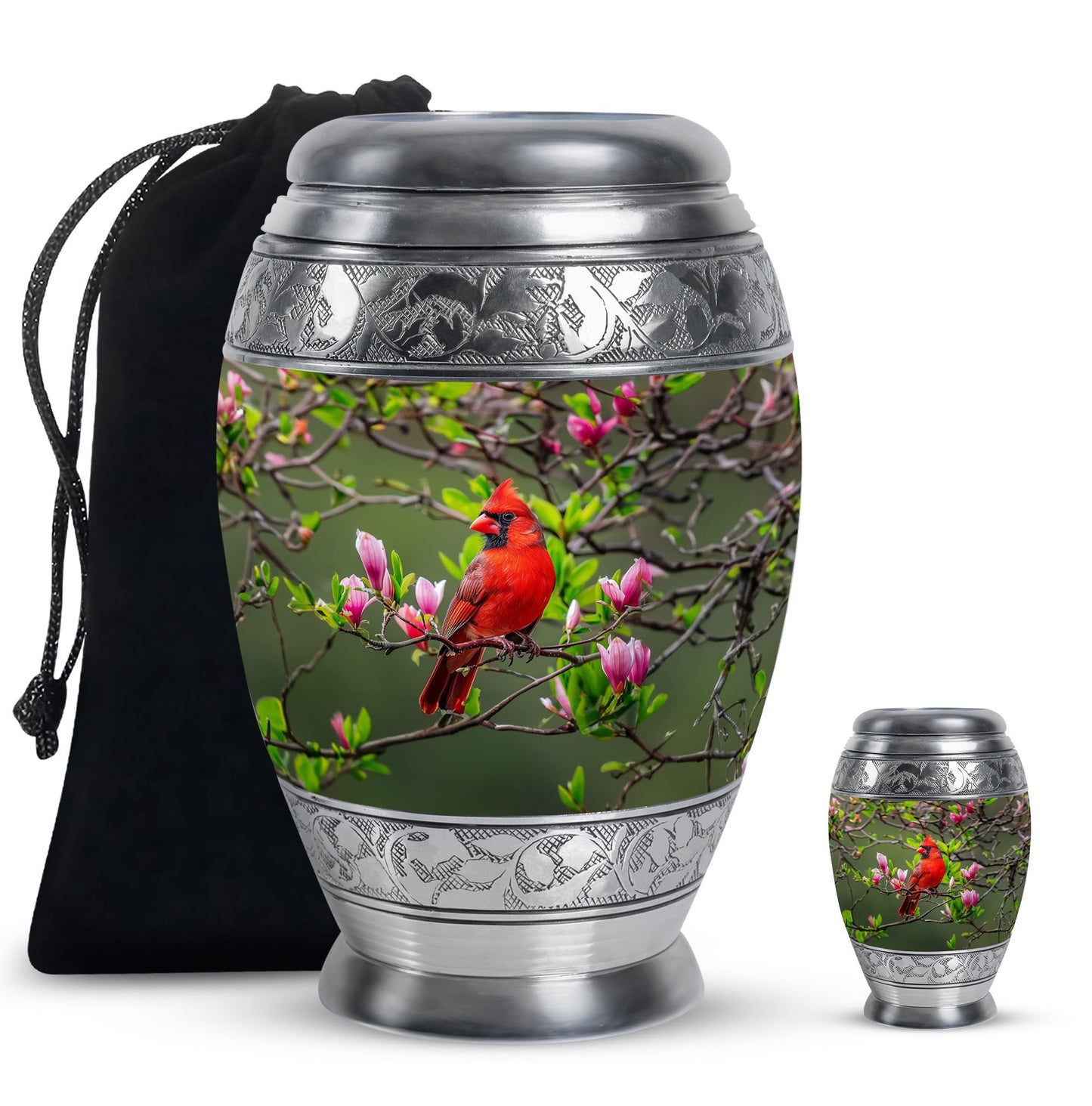 Cardinal Theme Large Urn With 1 Keepsake Urn