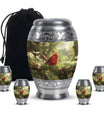 Cardinal Theme Large Urn With 4 Keepsake Urn