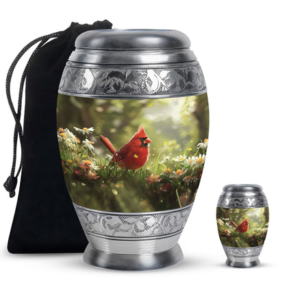 Cardinal Theme Large Urn With 1 Keepsake Urn