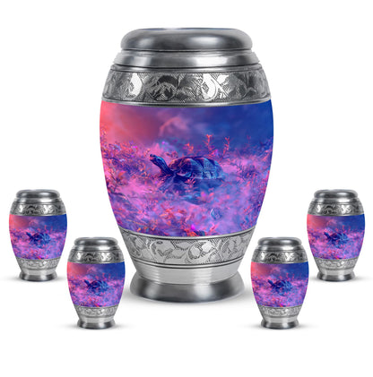 Turtle Theme Large Urn With 4 Keepsake Urn