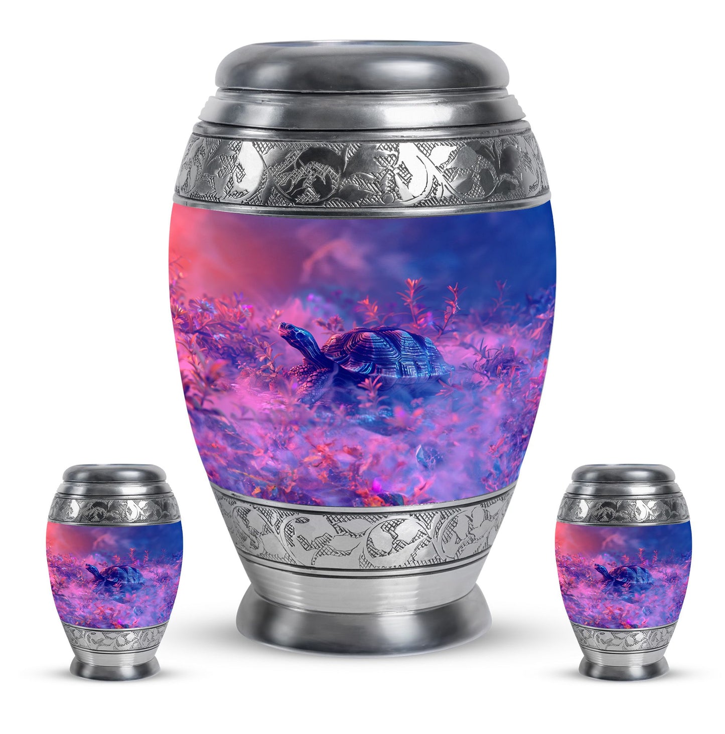 Turtle Theme Large Urn With 2 Keepsake Urn