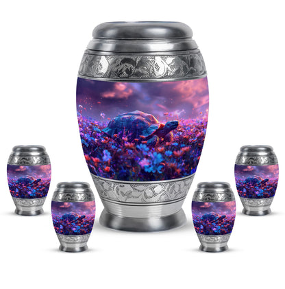Turtle Theme Large Urn With 4 Keepsake Urn