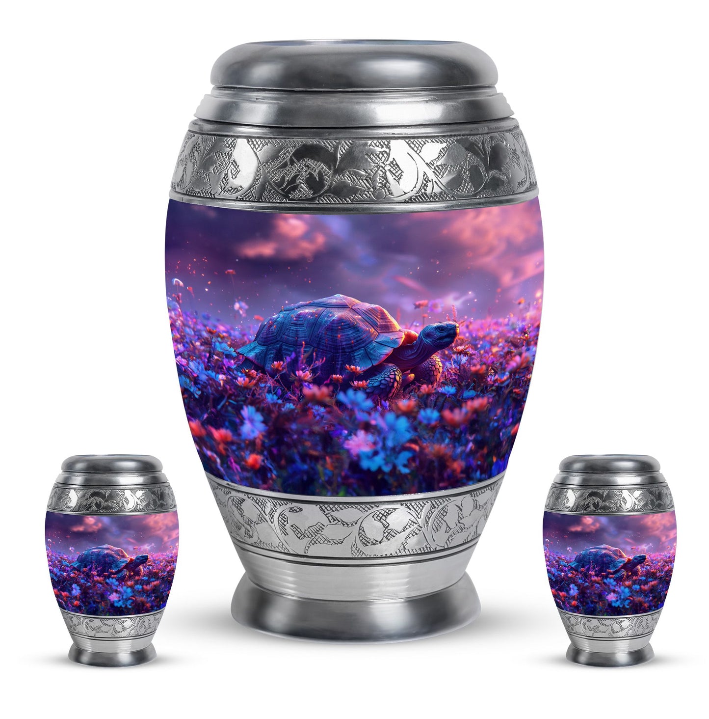 Turtle Theme Large Urn With 2 Keepsake Urn