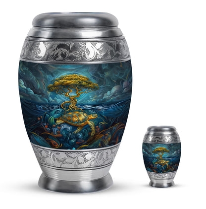 Turtle Theme Large Urn With 1 Keepsake Urn