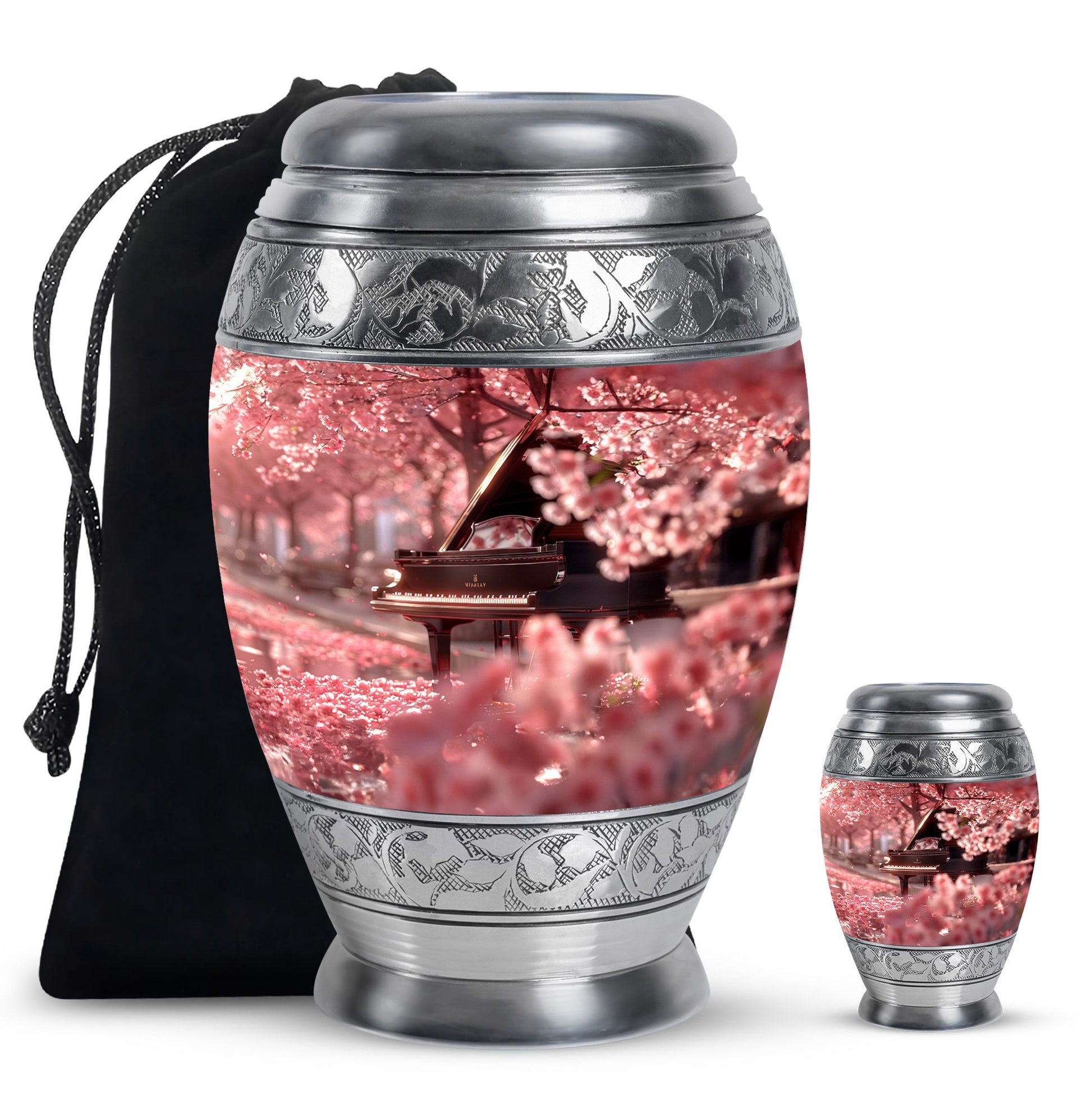 Piano Theme Large Urn With 1 Keepsake Urn