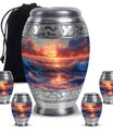 Sunrise Theme Large Urn With 4 Keepsake Urn